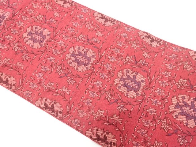 JAPANESEKIMONO / ANTIQUE ABSTRACT FLORAL PATTERN WOVEN NAGOYA OBI (WEA